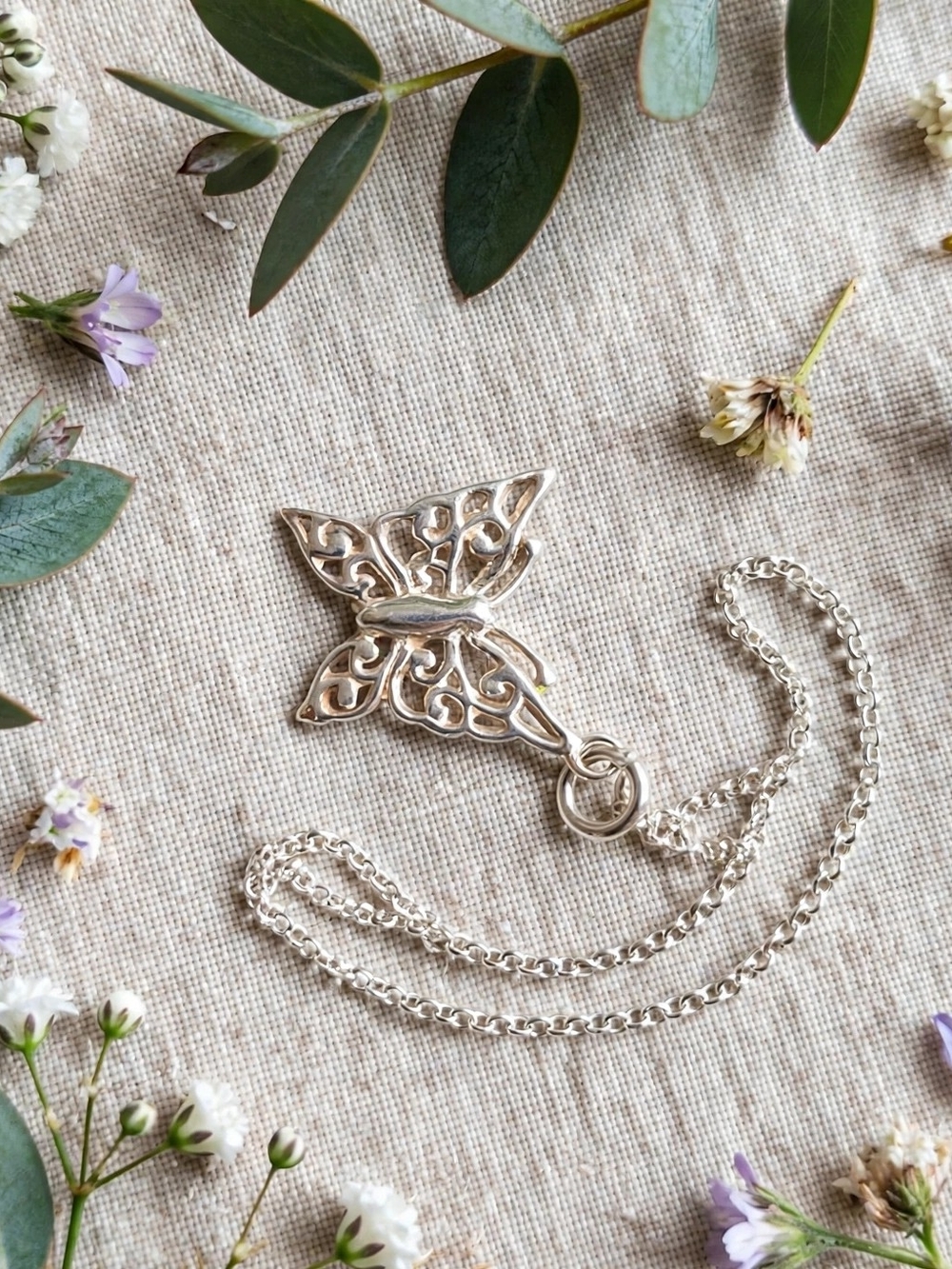 Silver Filigree Butterfly Charm- Women Jewelry